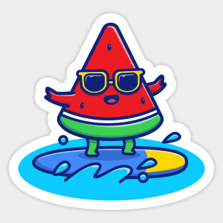 Cute Watermelon Surfing Sticker